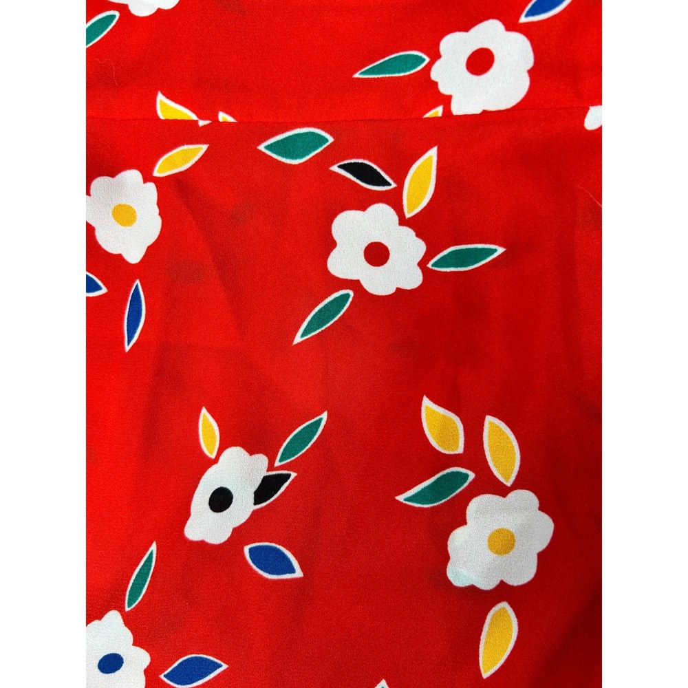 Cabi 5734 The Catch Top Red Large Floral Tie Neck Sleeveless Blouse Summer - Picture 2 of 6